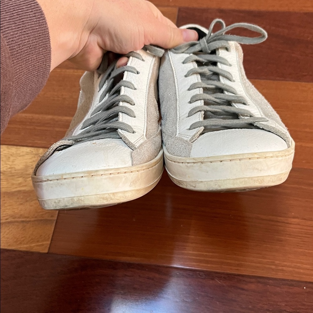 P448 John Softy Low Top White Glitter Sneaker Sz 41 Designer Leather Italy - Picture 4 of 12